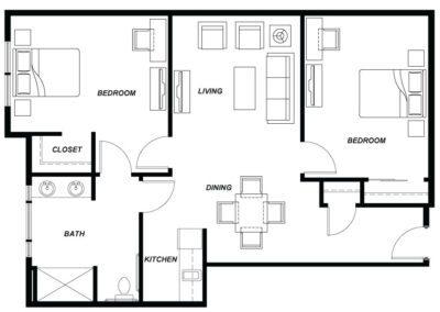 Avamere at Hillsboro 2 Bedroom 1015 sq ft Floorplan